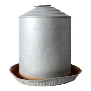 Vintage Galvanized Chicken Feeder For Sale
