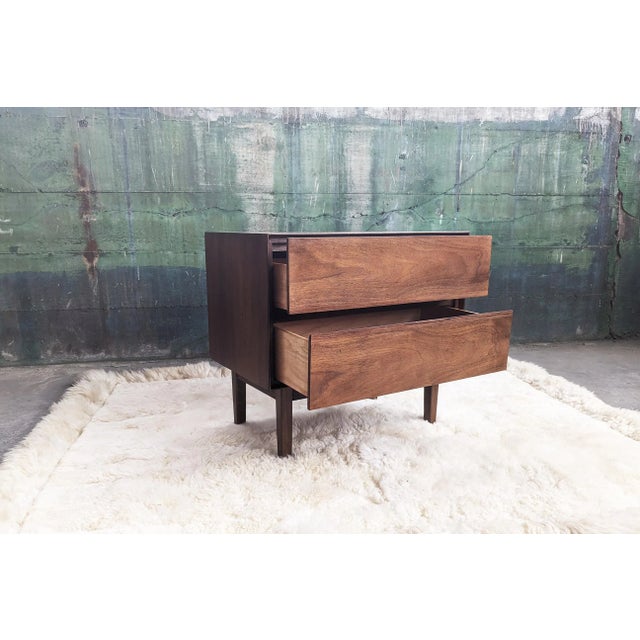 Wood 1970s Mid-Century Walnut Nightstand by Stanley Furniture For Sale - Image 7 of 9