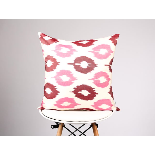 Asian Handwoven Pink Ikat Pillow Cover For Sale - Image 3 of 7