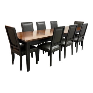 Buying and Design for Crate & Barrel Italian Extension Dining Table + Eight Chairs, Set For Sale
