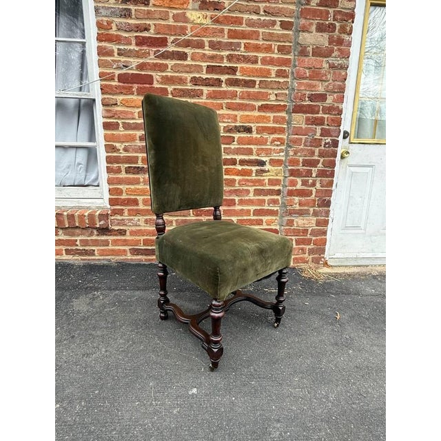 Antique Renaissance Style Velvet Upholstered Side Chair For Sale - Image 10 of 17