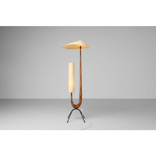 Wood Vintage French Rispal Giraffe Floor Lamp, 1950 For Sale - Image 7 of 16