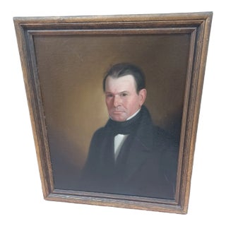 Antique Framed Self Portrait Oil Painting of a Gentleman in Suit For Sale