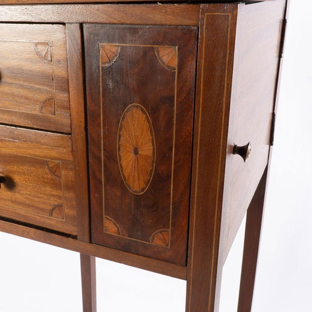 Inlaid mahogany shaving stand. Several drawers used to hold shaving items. Could be used for a makeup stand instead of...