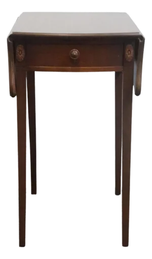 Vintage Antique Solid Mahogany Traditional Hepplewhite Style 26" Drop Leaf Accent End Table