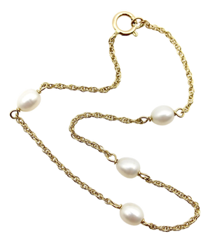 Vintage 14k Gold and Cultured Pearl Bracelet