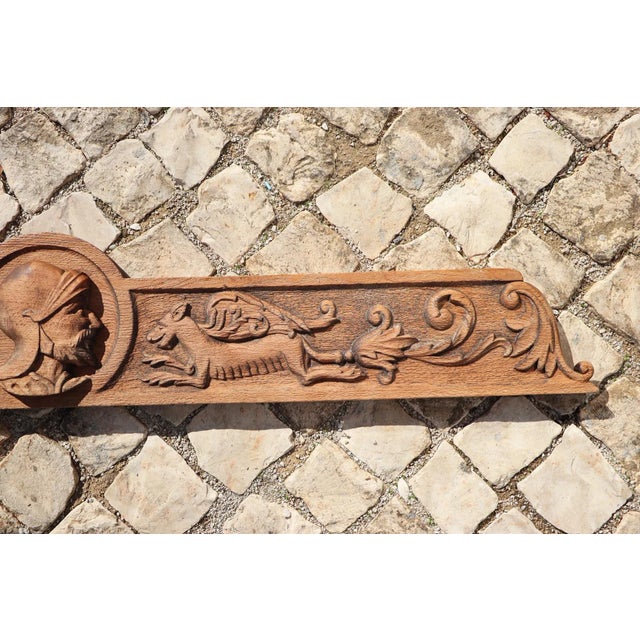 19th Century French Renaissance Carved Wooden Overdoor Depicting a Warrior and Mythological Creatures For Sale - Image 6 of 11