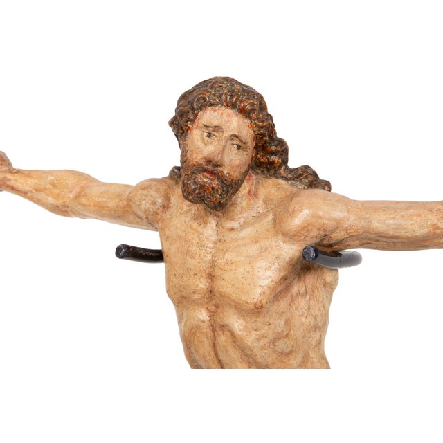 Spanish Polychromed Carved Corpus Christi Statue Sculpture, 18th/19th Century For Sale - Image 12 of 18