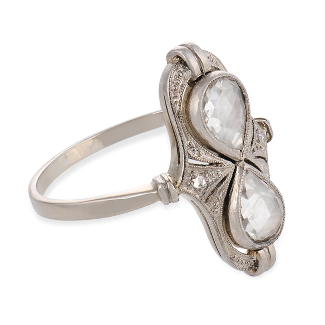 1910s 1910s Edwardian Rose Cut Diamond 14k White Gold Ring, Size 7.25 For Sale - Image 5 of 5