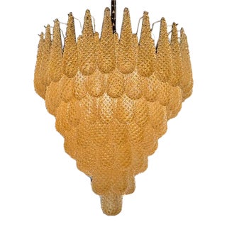 Murano Gold Granola Glass Tear Drop Chandelier For Sale