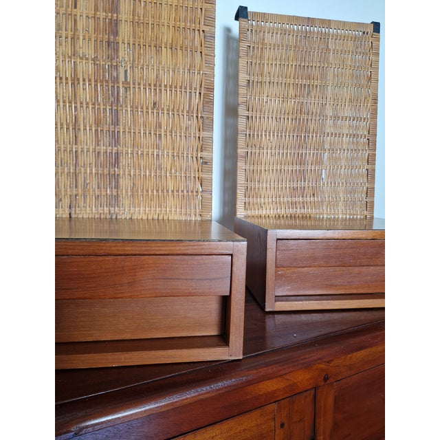 Bedside Tables with Vienna Straw Panels attributed to Hans J. Wegner for Getama, 1950s, Set of 2 For Sale - Image 14 of 18