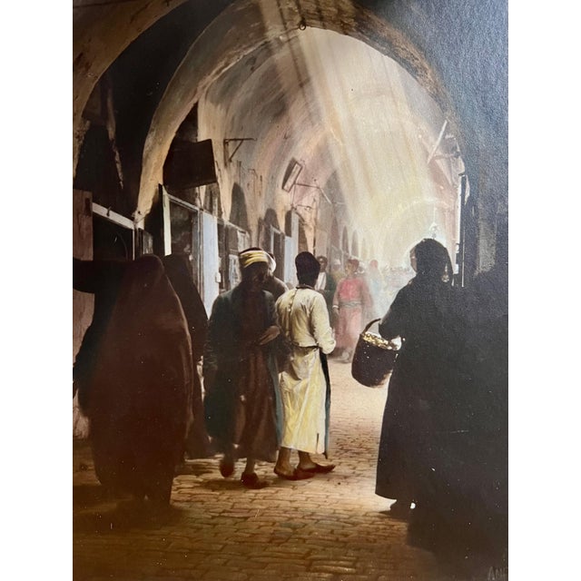 American American Colony Jerusalem, Vintage Large Albumen Photo Jerusalem Photograph American Colony Old City Market, 1890-1920 For Sale - Image 3 of 5