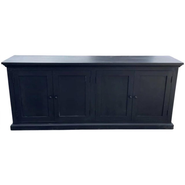 Farmhouse 7' Farmhouse Solid Wood 4-Door Black Buffet Sideboard For Sale - Image 3 of 5