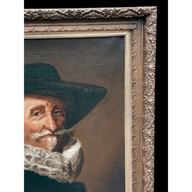 Antique Oil Painting After Frans Hals Portrait of Gentleman, Signed A. Hiller For Sale - Image 11 of 14