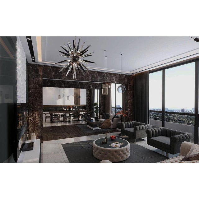 Metal Murano Sputnik Chandelier, 1990s For Sale - Image 7 of 16