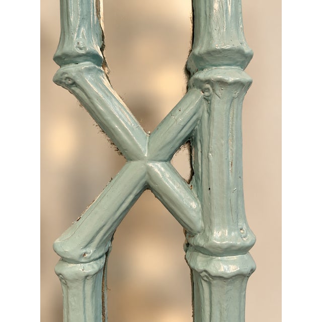 Chinoiserie Vintage Mid-Century Faux Bamboo Fretwork Chinoserie Chippendale Style Wall Mirror For Sale - Image 3 of 6