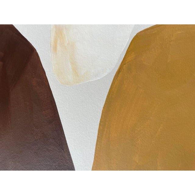 Abstract minimalist acrylic painting on French hand crafted cotton paper. Framed in a gold frame.. All works on paper are...