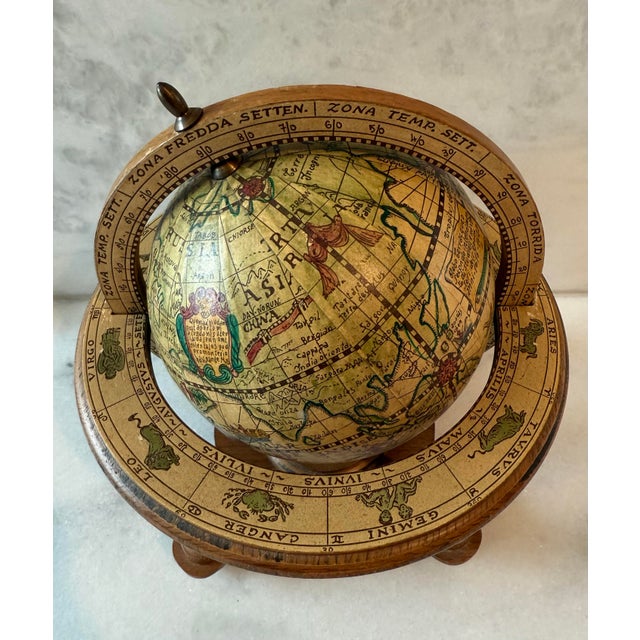 1960s Vintage Italian Wood Zodiac Globe For Sale - Image 5 of 11