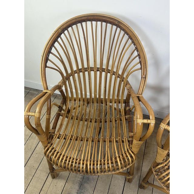 Vintage Rattan and Bamboo Armchairs, 1960s, Set of 2 For Sale - Image 9 of 14