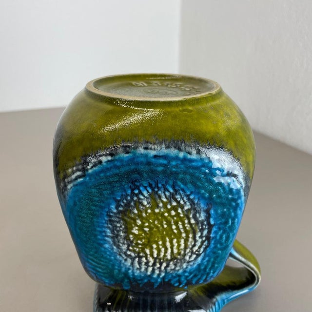 Fat Lava Green & Blue Pottery Vase from Jasba Ceramics, Germany, 1970s For Sale - Image 14 of 15