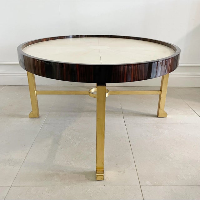 Wood Karl Springer Mark V Parchment Macassar Ebony & Gilt Iron Coffee Table For Sale - Image 7 of 10
