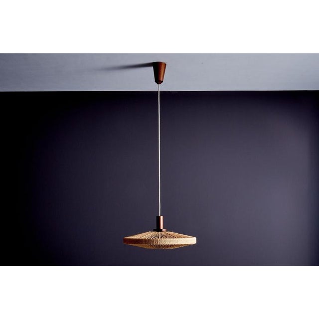 UFO Disc Pendant with Teakwood Centerpiece from Temde Leuchten, Germany, 1970s For Sale - Image 3 of 17