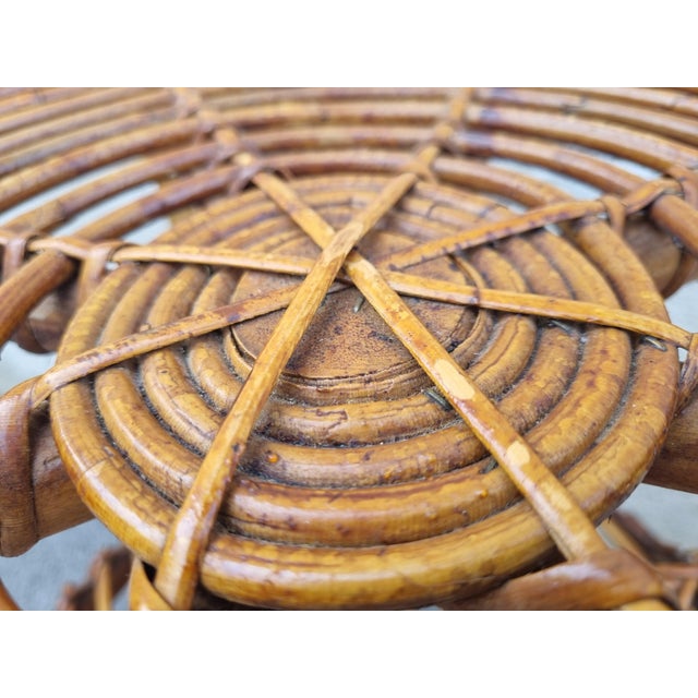 Mid-Century Modern Round Coffee Table in Rattan and Bamboo, Italy, 1960s For Sale - Image 9 of 11