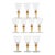 Mid 20th Century Murano Glass Wine Glasses With Ribbed Gold-Leaf Stems, Set of Ten For Sale