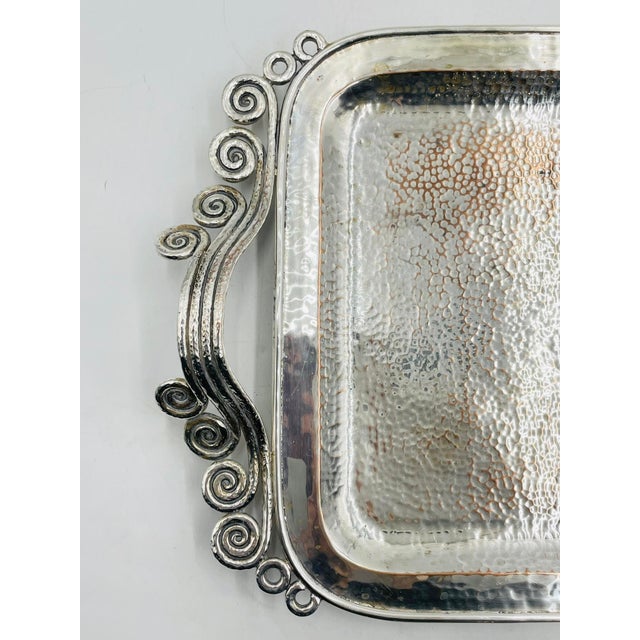 Silver Plated Serving Tray by Emilia Castillo, Mexico 1980's For Sale - Image 10 of 12
