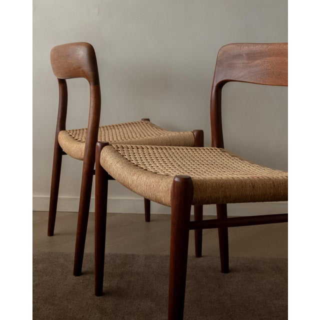 Vintage Danish Model 75 Dining Chairs in Teak by Niels Otto Møller for J.L. Møllers Møbelfabrik, 1950s, Set of 4 For Sale - Image 13 of 18