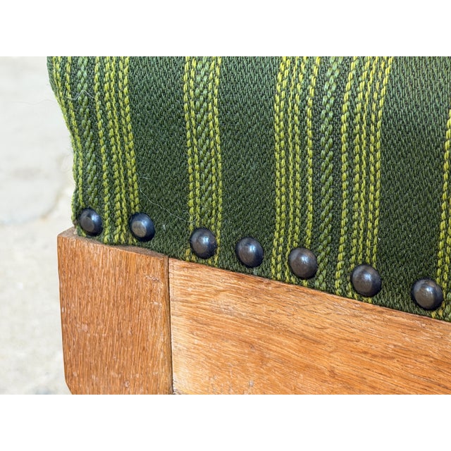Scandinavian Oak Wingback Lounge Chairs in Striped Wool, 1940s, Set of 2 For Sale - Image 11 of 13
