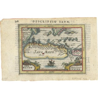 Handcolored Miniature Map of Java, 1616 For Sale