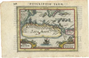 Handcolored Miniature Map of Java, 1616