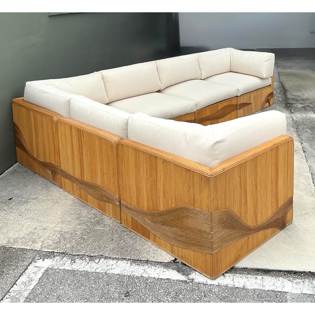 Vintage Pencil Reed Wave Sectional For Sale - Image 4 of 9