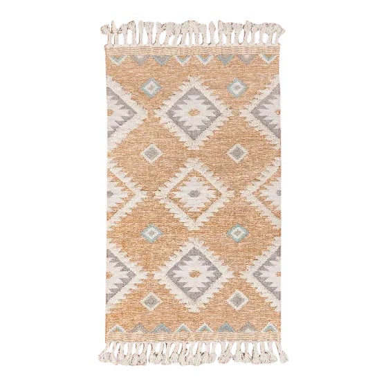 Mustard Gold Handwoven Wool Bohemian Moroccan Rug, 3x5 Ft. For Sale