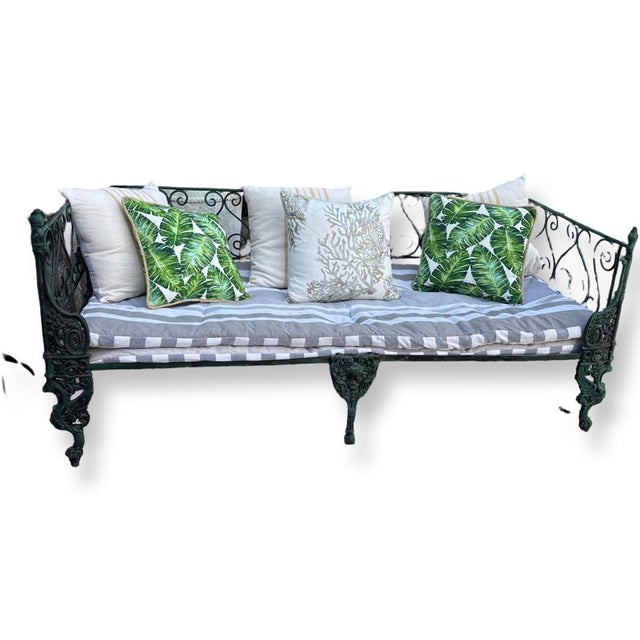 Antique Italian Iron Daybed with 2 Thin cotton Mattresses measures W 80 D 37 H 34 Internal measures W 78 D 35 H 17