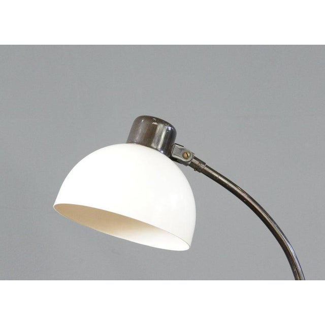 Model 1115 Table Lamp By Kandem Circa 1940s - Original brown paint - Cast iron foot with curved steel arm - Adjustable...