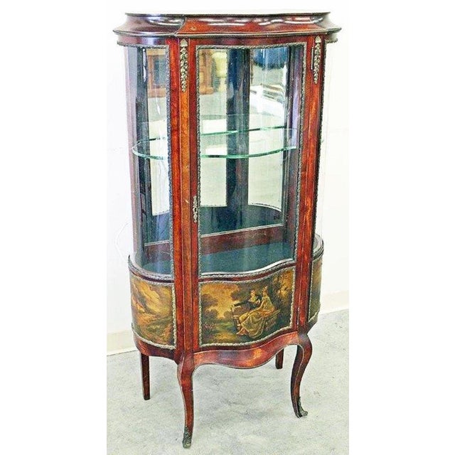 1920s Antique Italian Curved Glass Curio Cabinet | Chairish