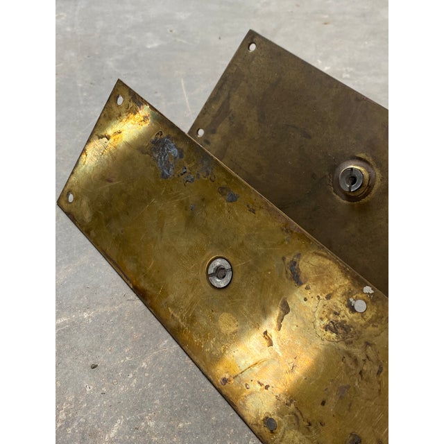 Primitive Unlacquered Brass Door Pulls, a Pair For Sale - Image 9 of 12