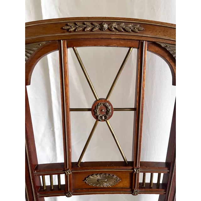 Antique Edwardian Neoclassical Mahogany Side Chairs With Brass Mounts - A Pair For Sale - Image 10 of 15