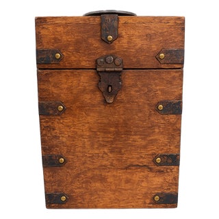 Handcrafted Indian Wood Storage Box With Iron Hardware For Sale