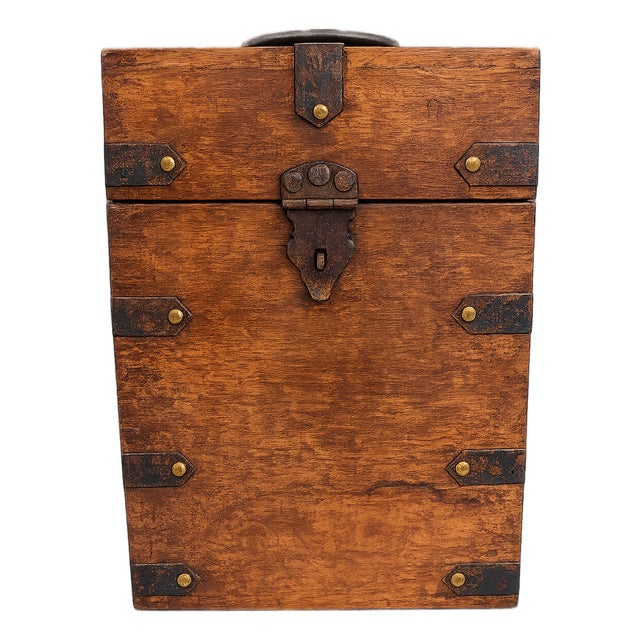 Handcrafted Indian Wood Storage Box With Iron Hardware For Sale