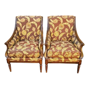 Pair of Silk Bergere Armchairs by Robert Allen