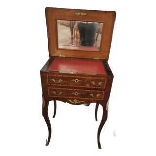 19th Century French Louis XV Revival Marquetry Bonheur Du Jour Writing Table For Sale