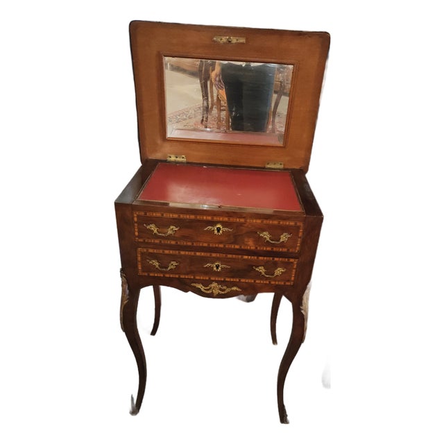 19th Century French Louis XV Revival Marquetry Bonheur Du Jour Writing Table For Sale