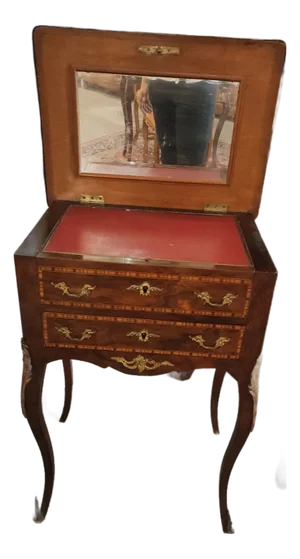 19th Century French Louis XV Revival Marquetry Bonheur Du Jour Writing Table