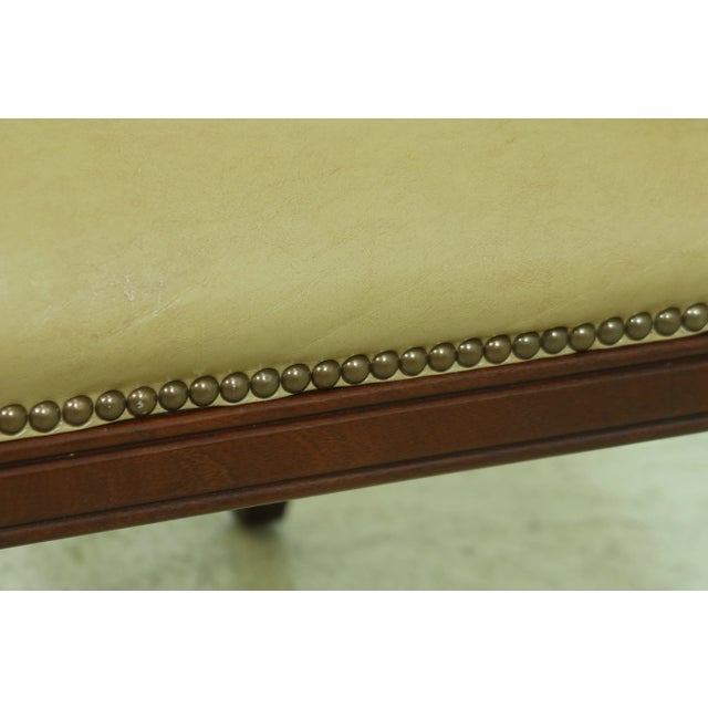 1990s Federal Style Solid Mahogany Leather Open Armchair For Sale - Image 5 of 10