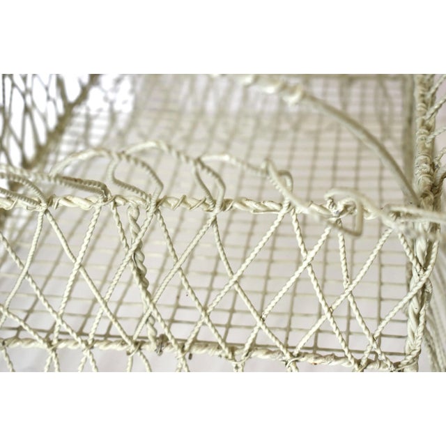 White Antique 19th-Century Victorian White Twisted Metal Wire Planter Basket For Sale - Image 8 of 10