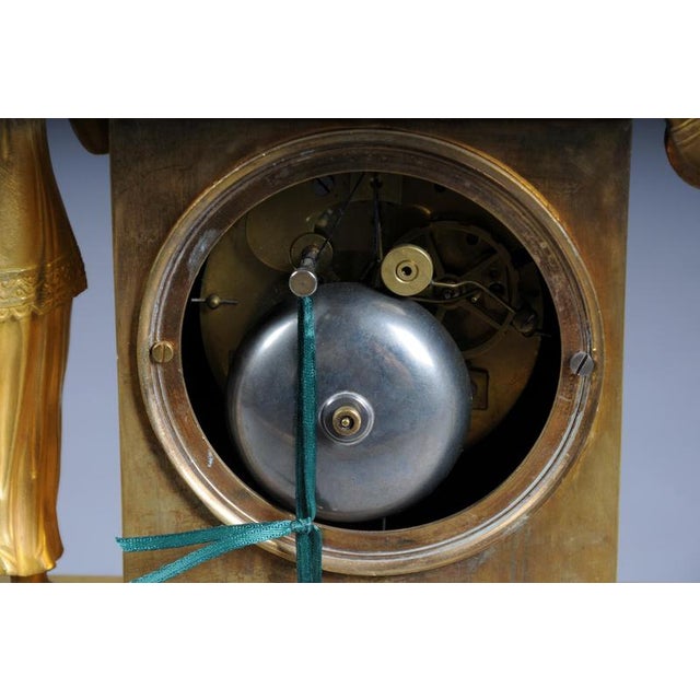 Metal Empire Gilt Bronze Mantel Clock, Pairs, France, 1850 For Sale - Image 7 of 18