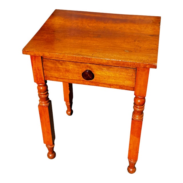 Mid 19th Century American Primitive Sheraton Table Stand With Hand Made Dovetailed Drawer. For Sale